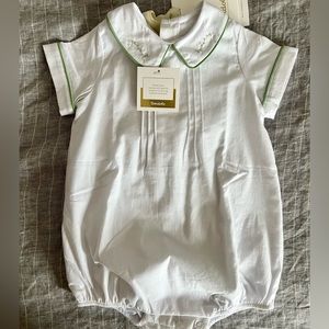 Dondolo Louis Bubble Romper One-Piece white hand embroidered perfect for baptism